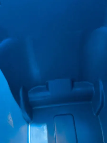Blue recycling bin, after